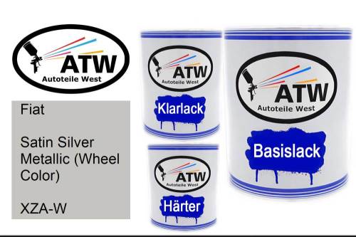 Fiat, Satin Silver Metallic (Wheel Color), XZA-W: 1L Lackdose + 1L Klarlack + 500ml Härter - Set, von ATW Autoteile West.